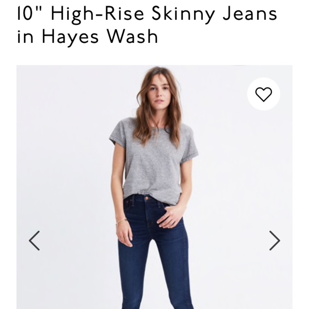 Madewell 10” high rise skinny jean size 26